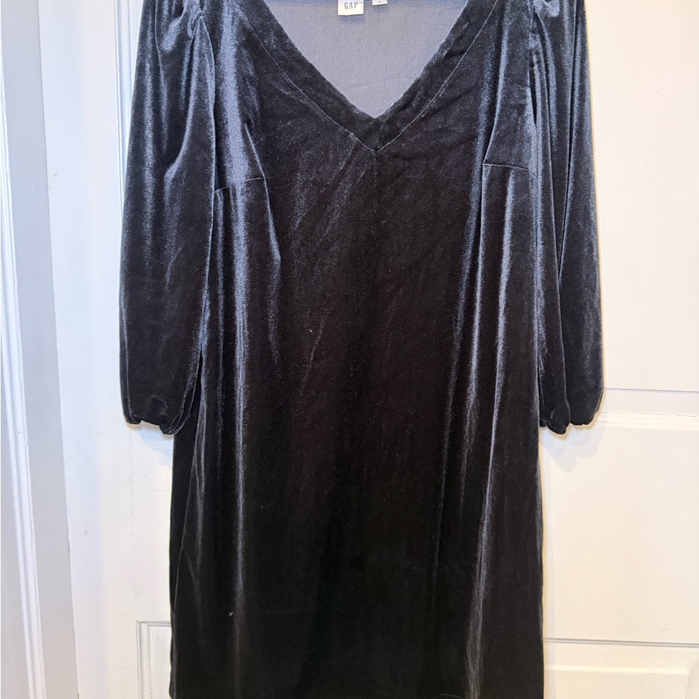 GAP Black Velvet Long Sleeve Dress